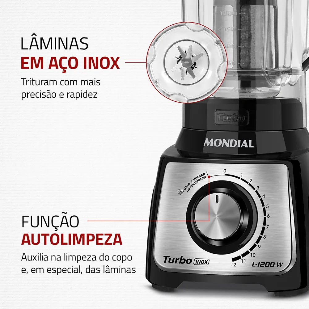 Liquidificador Mondial Turbo Black L-1200 BI