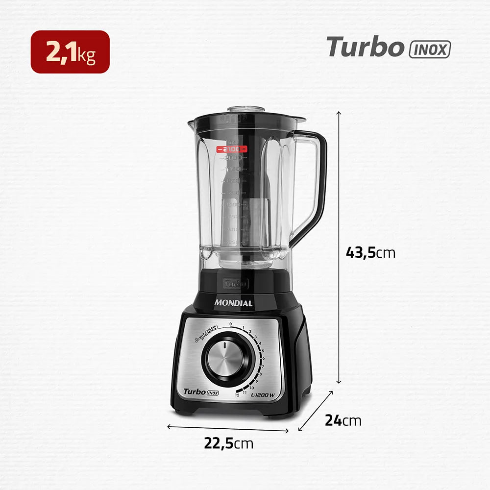 Liquidificador Mondial Turbo Black L-1200 BI