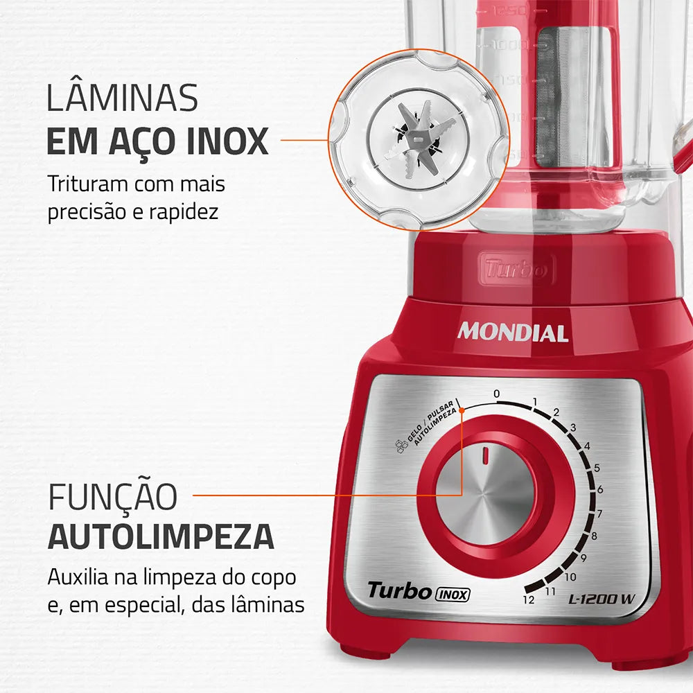 Liquidificador Mondial Turbo Inox L-1200 RI