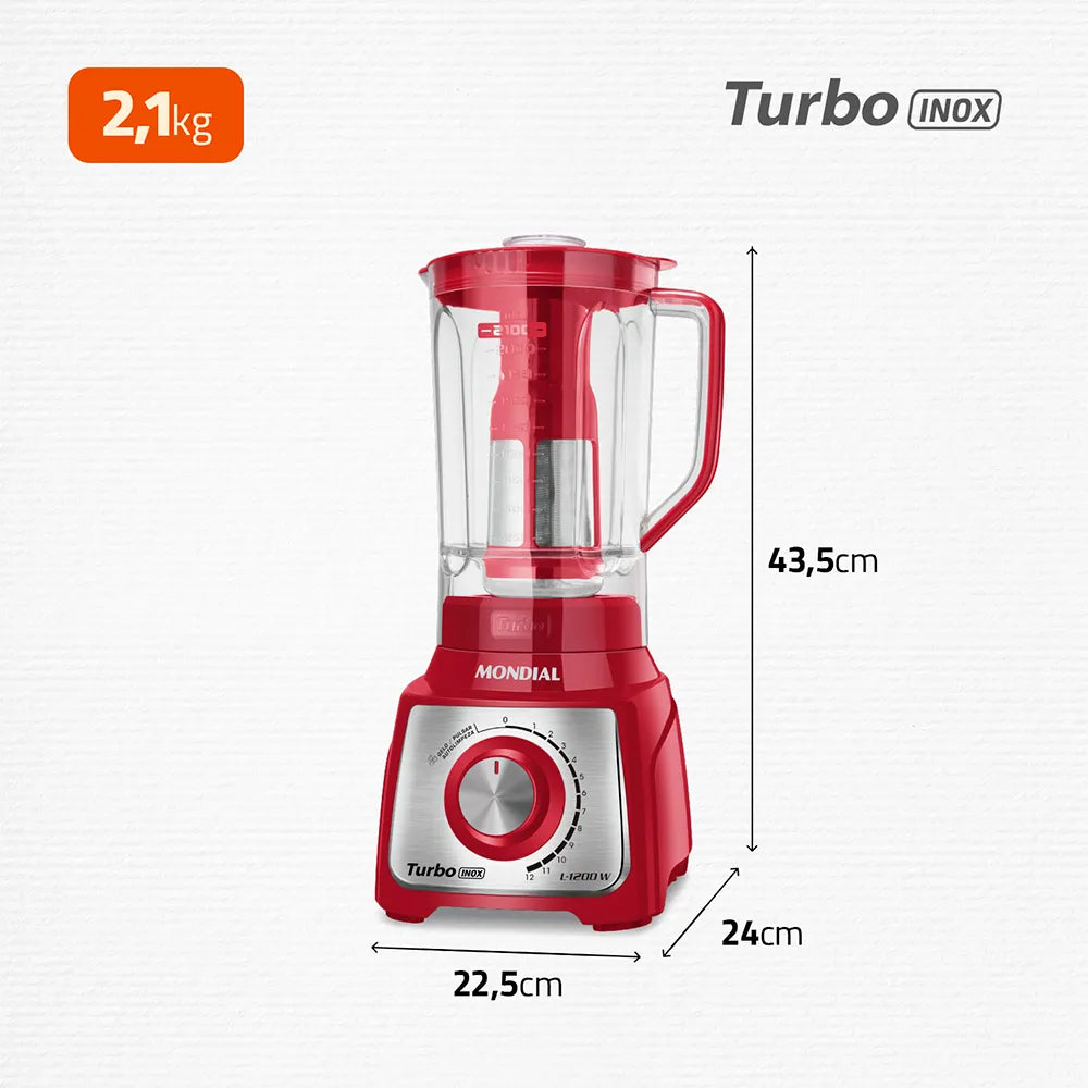 Liquidificador Mondial Turbo Inox L-1200 RI