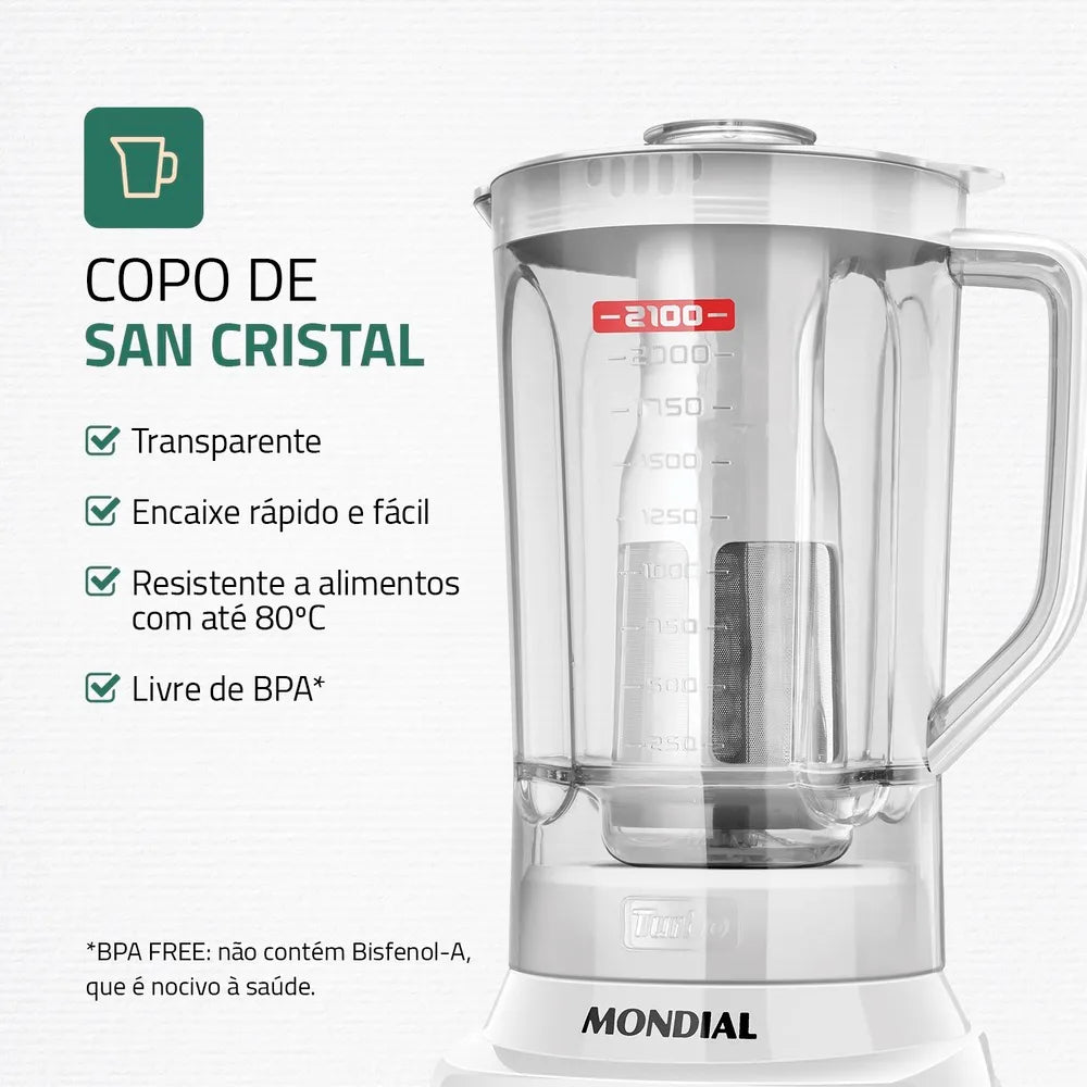 Liquidificador Turbo Mondial Branco/Inox L-1200 WI