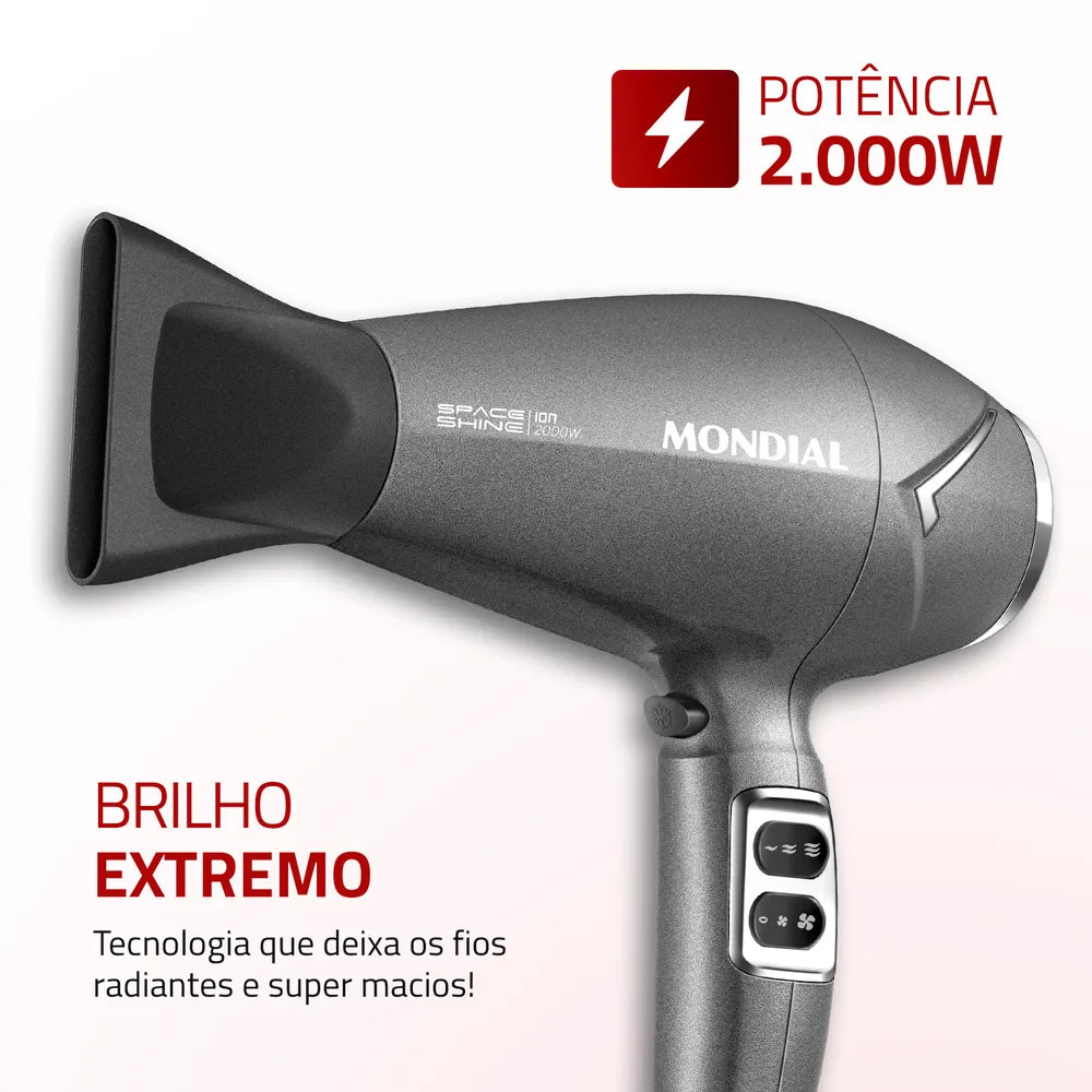 Secador de Cabelos Space Shine Mondial Grafite 2000W SC-20