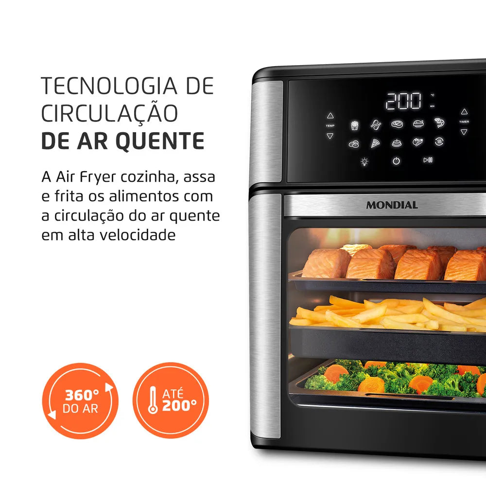 Fritadeira Elétrica Forno Oven 12L Mondial AFON-12L-BI-BC
