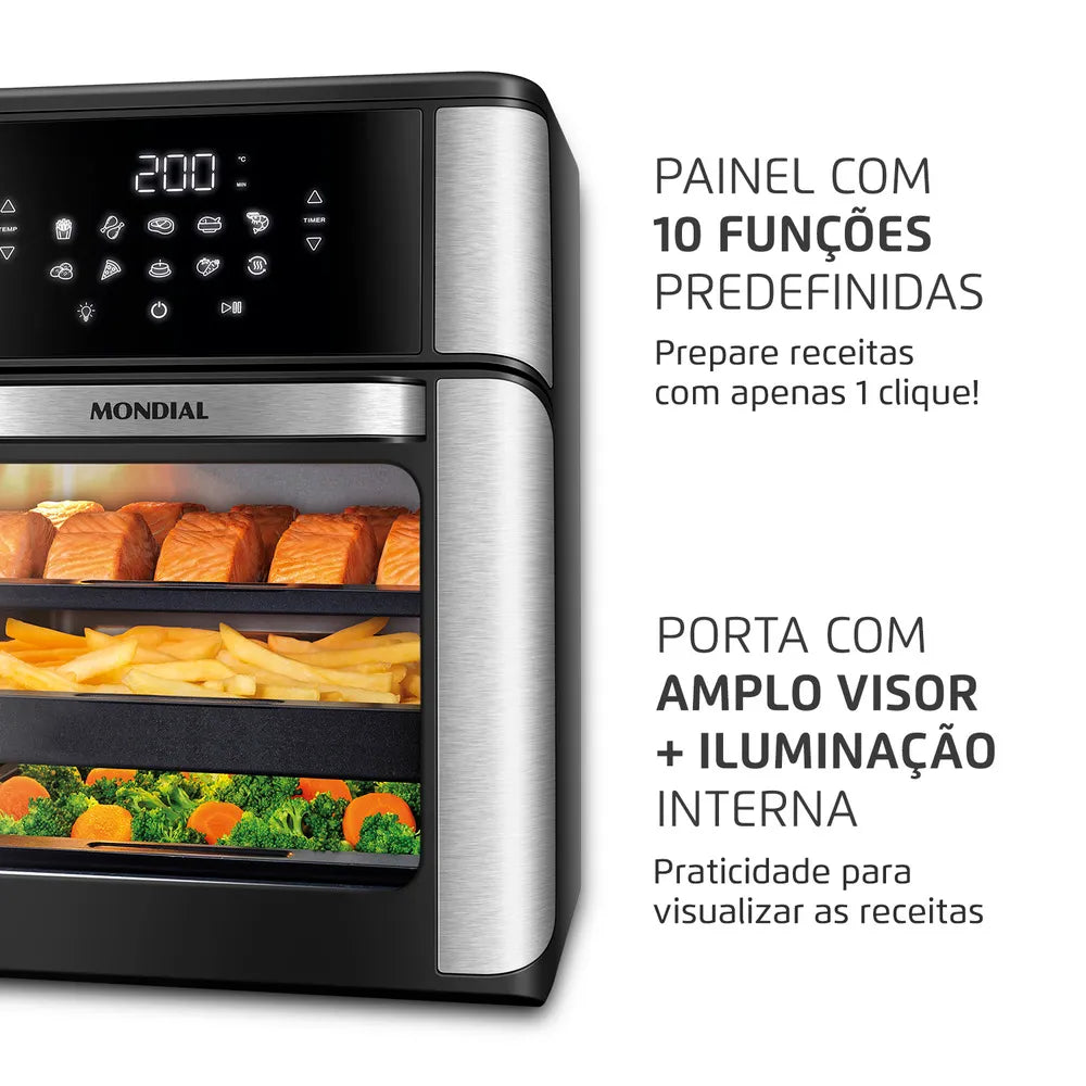 Fritadeira Elétrica Forno Oven 12L Mondial AFON-12L-BI-BC