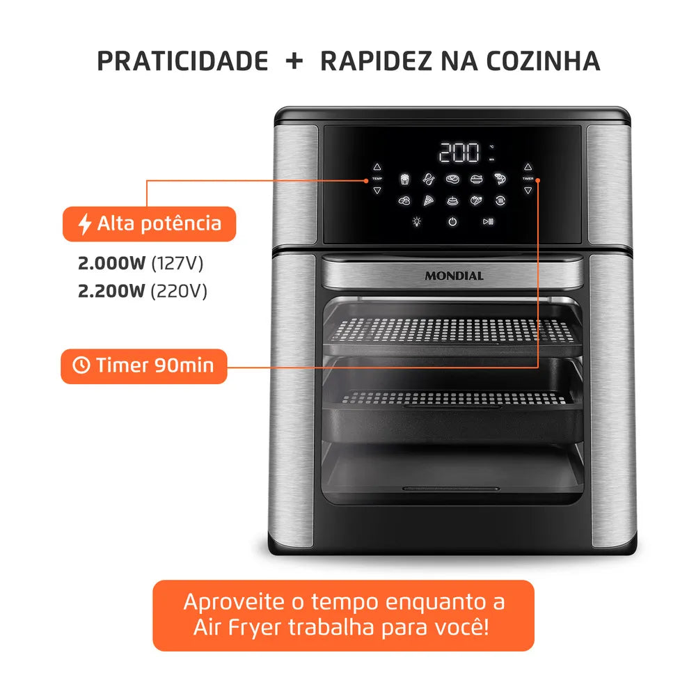 Fritadeira Elétrica Forno Oven 12L Mondial AFON-12L-BI-BC