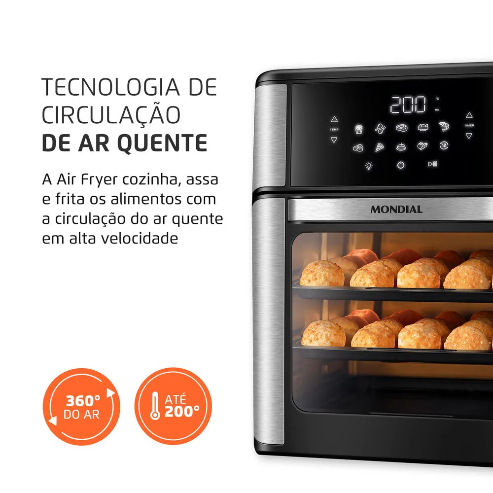 Fritadeira Elétrica Forno Oven 12L Mondial AFON-12L-BI