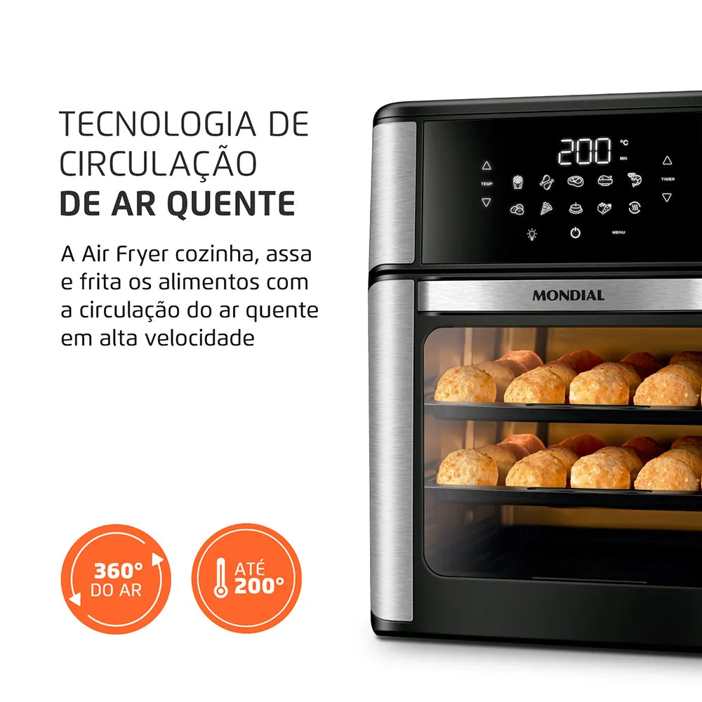 Fritadeira Elétrica Forno Oven 12L Mondial AFO-12L-BI