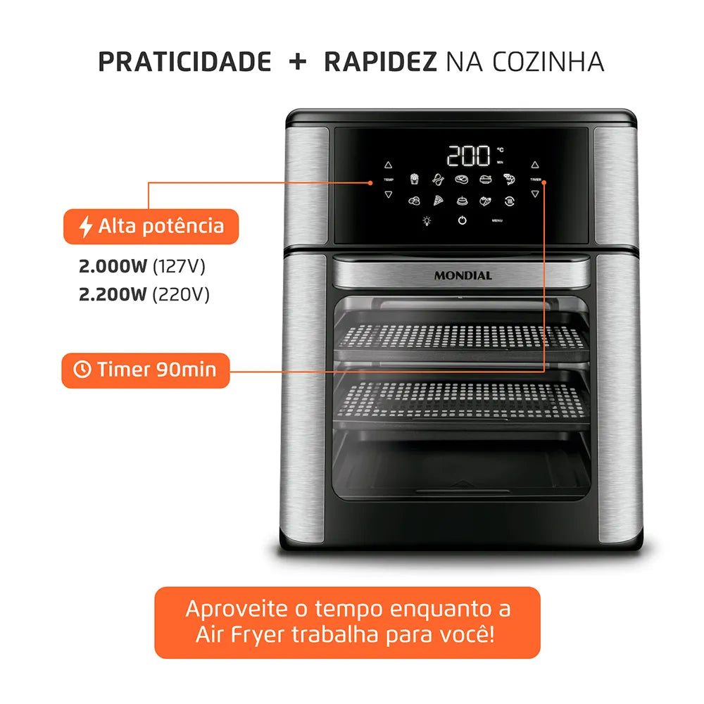 Fritadeira Elétrica Forno Oven 12L Mondial AFO-12L-BI
