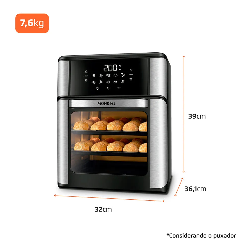 Fritadeira Elétrica Forno Oven 12L Mondial AFO-12L-BI