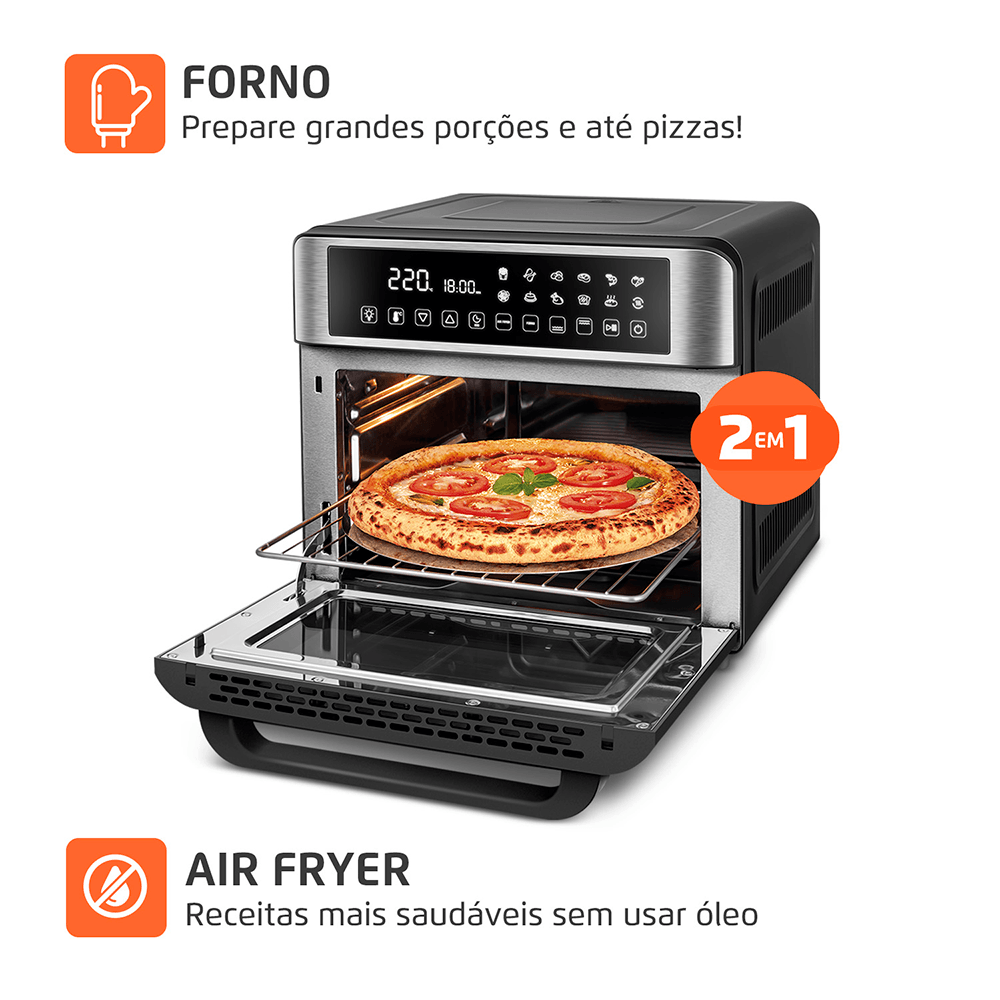 Fritadeira Air Fryer Forno Oven Digital 25L Mondial Preto/Inox 2000W - AFO-25L-BI