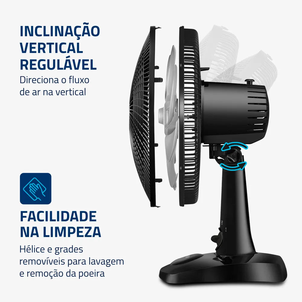 Ventilador de Mesa 30cm Super Power II Mondial Preto 60W- NVSP-30-B2