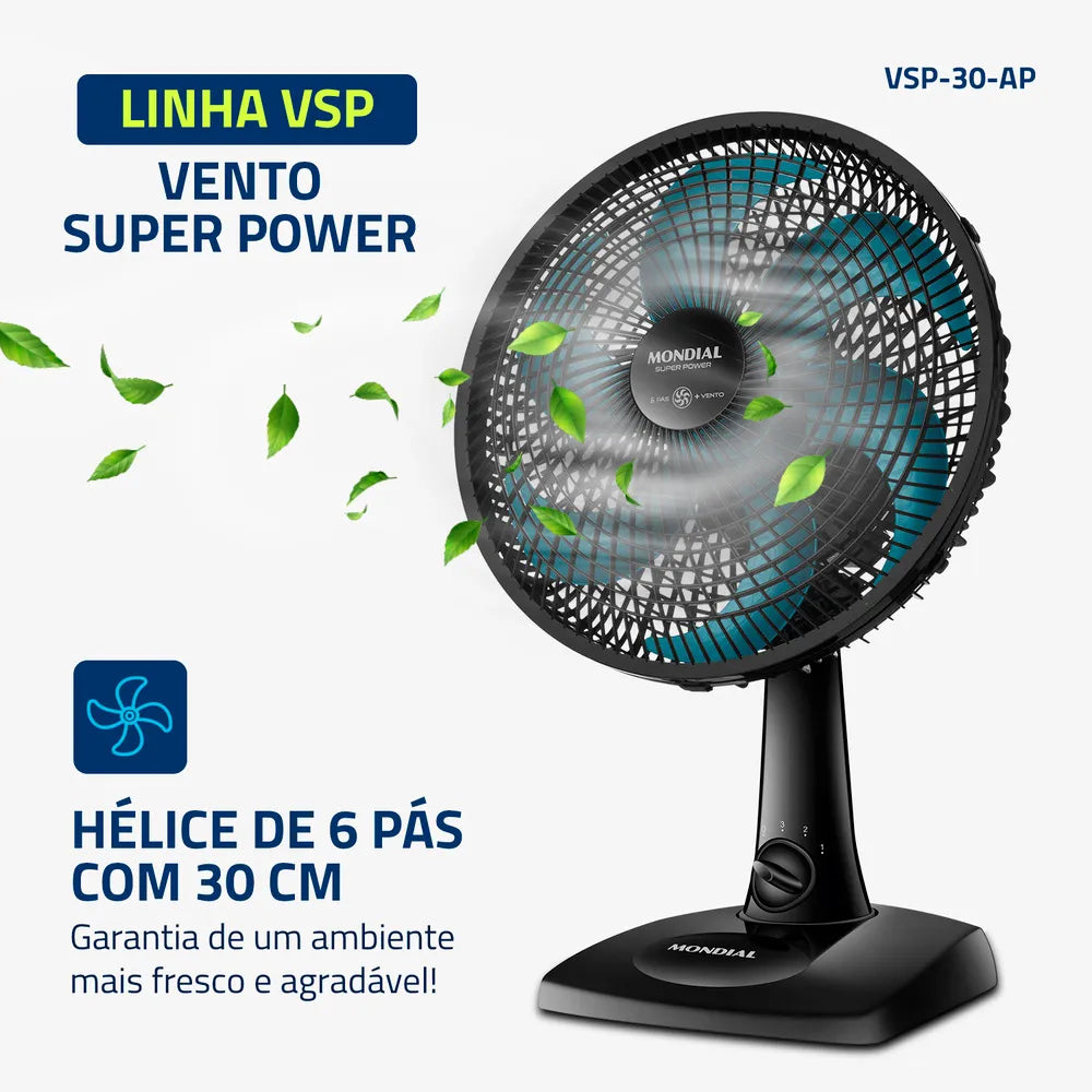 Ventilador de Mesa Mondial 6 pás VSP-30-AP