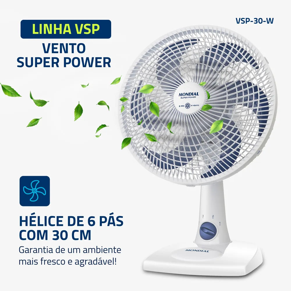 Ventilador de Mesa Mondial 6 pás VSP-30-W