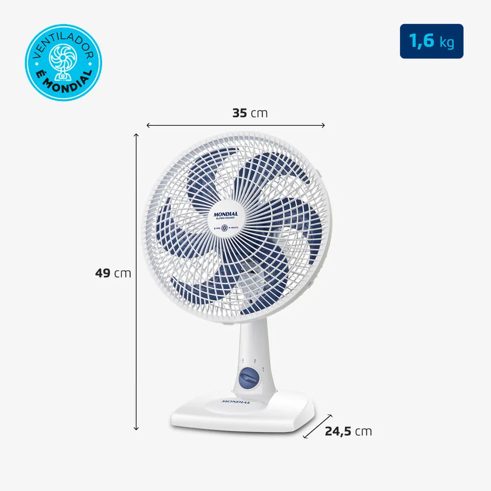 Ventilador de Mesa Mondial 6 pás VSP-30-W