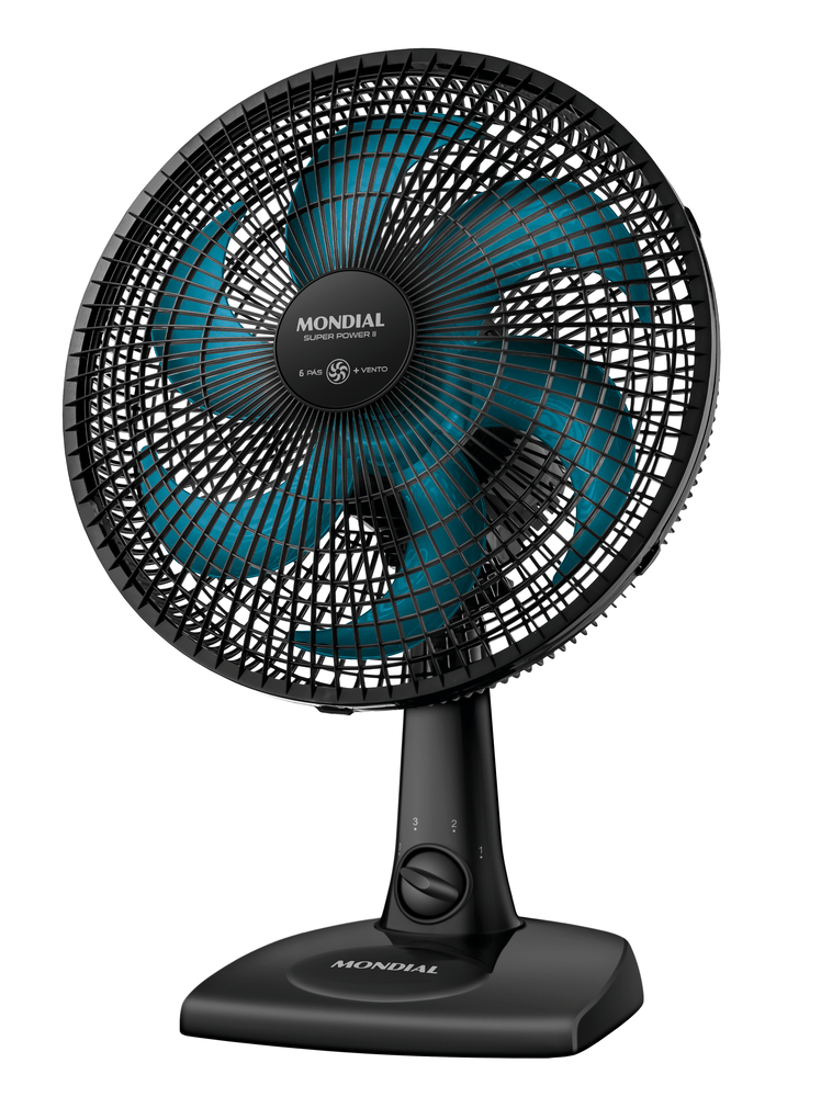 Ventilador de Mesa 30cm Super Power II Mondial Preto/Azul Petróleo 60W - NVSP-30-AP2