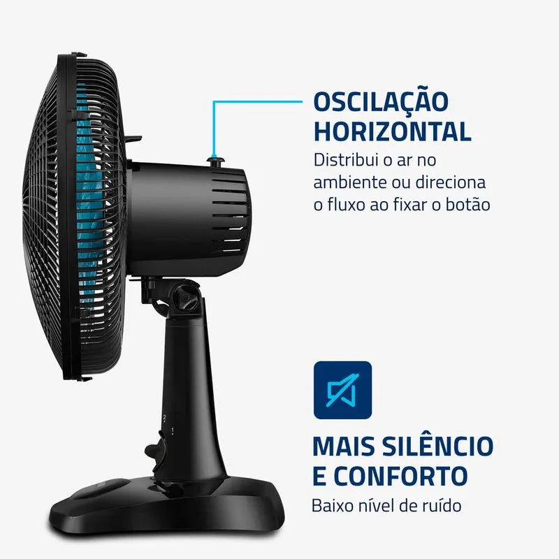 Ventilador de Mesa 30cm Super Power II Mondial Preto/Azul Petróleo 60W - NVSP-30-AP2