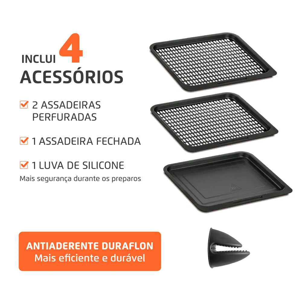 Fritadeira Air Fryer Forno Oven 12L Mondial Preto 2000W - AFON-12L-AB