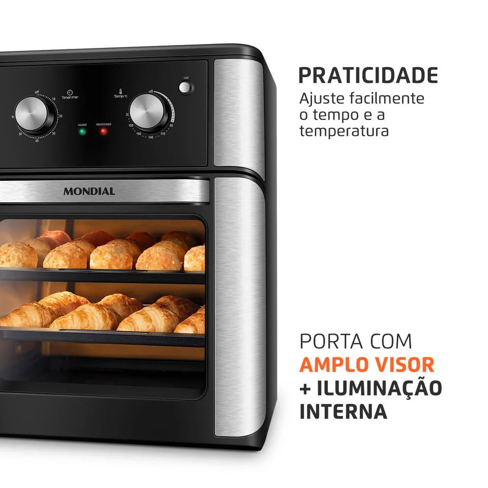 Fritadeira Air Fryer Forno Oven 12L Mondial Preto 2000W - AFON-12L-AB