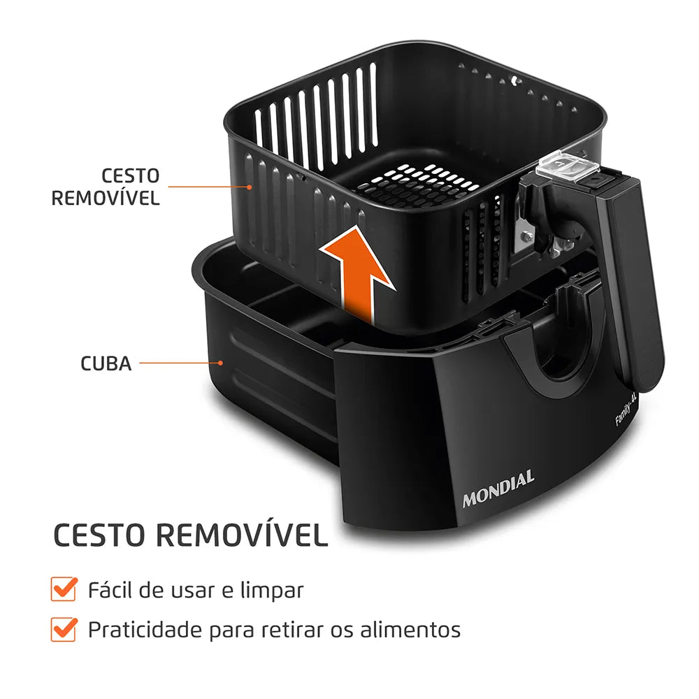 Fritadeira Sem Óleo Air Fryer 4L Mondial Preto 1500W - AFN-40-BF