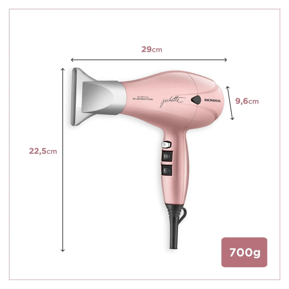 Secador de Cabelo By Juliette Mondial Golden Rose 2000W SCP-JU-01