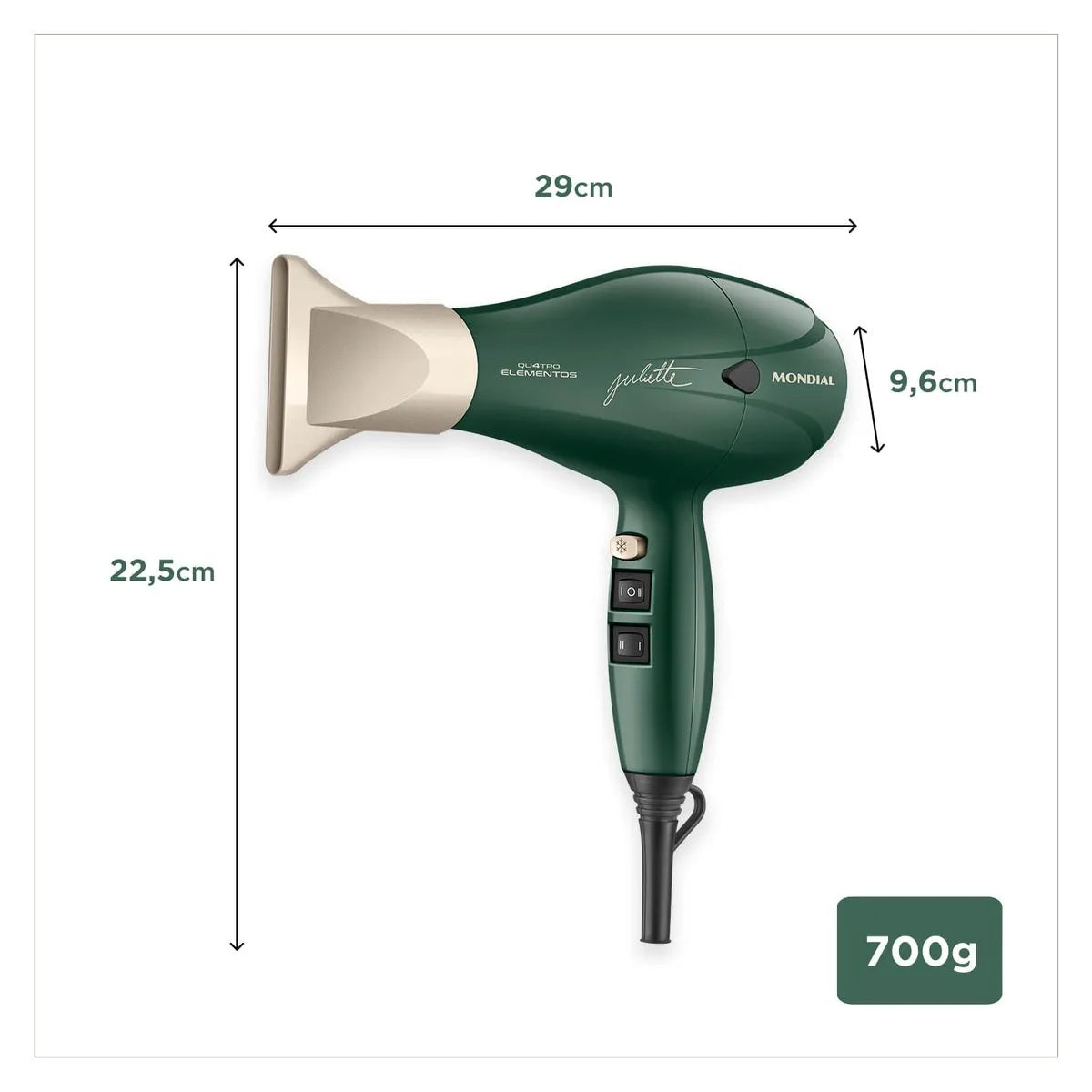 Secador de Cabelo By Juliette Mondial Verde Oliva 2000W SCP-JU-02