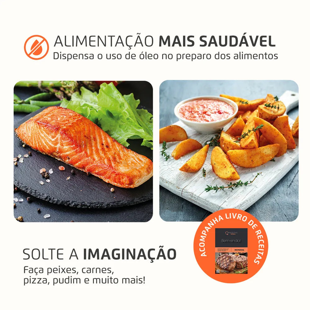 Fritadeira Air Fryer Forno Oven 12L Mondial Branco/Inox 2000W - AFON-12L-WI