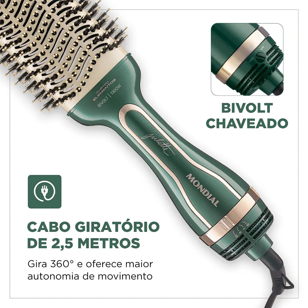 Escova Secadora By Juliette Mondial Verde Oliva 1300W ES-JU-02