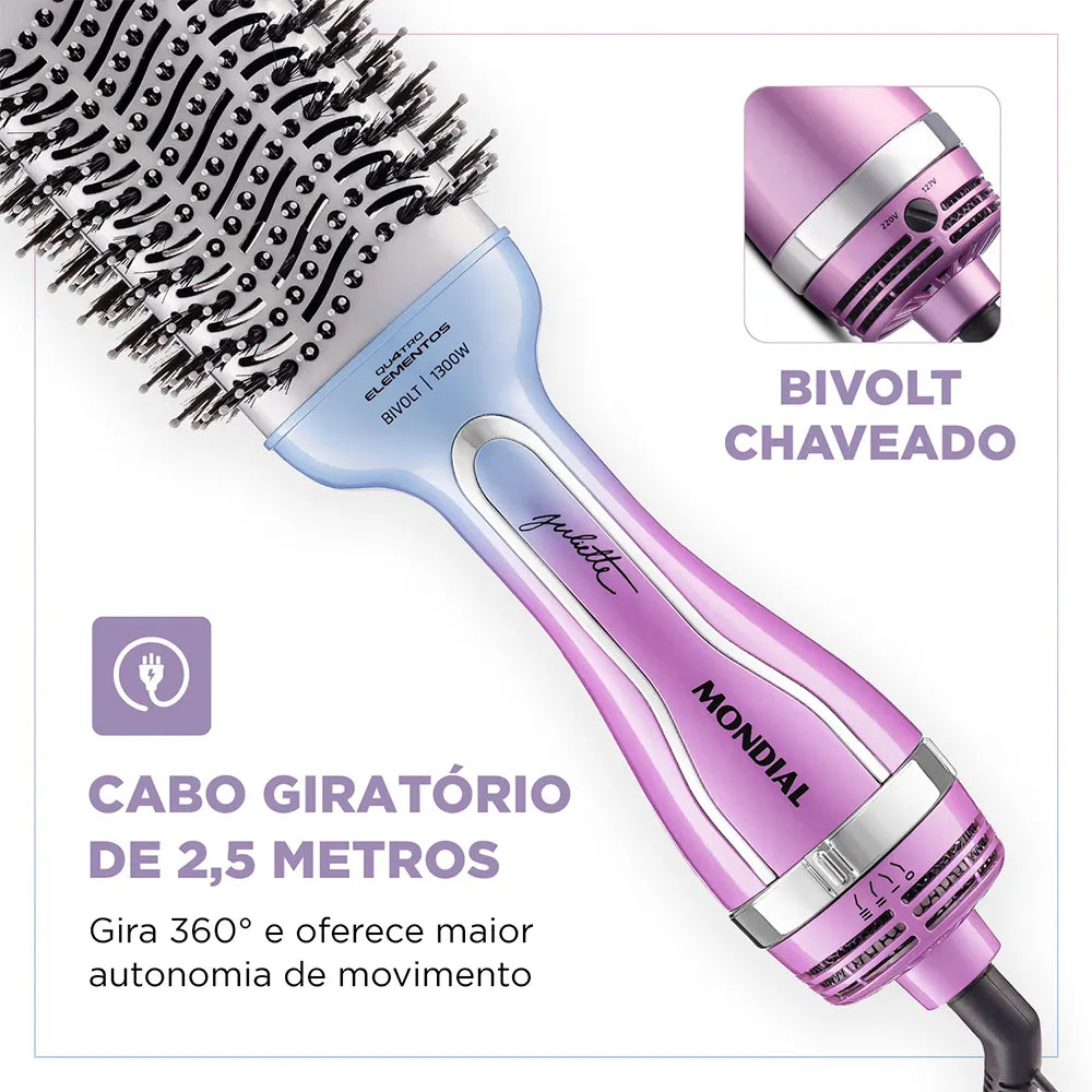 Escova Secadora By Juliette Mondial Azul e Rosa 1300W ES-JU-03