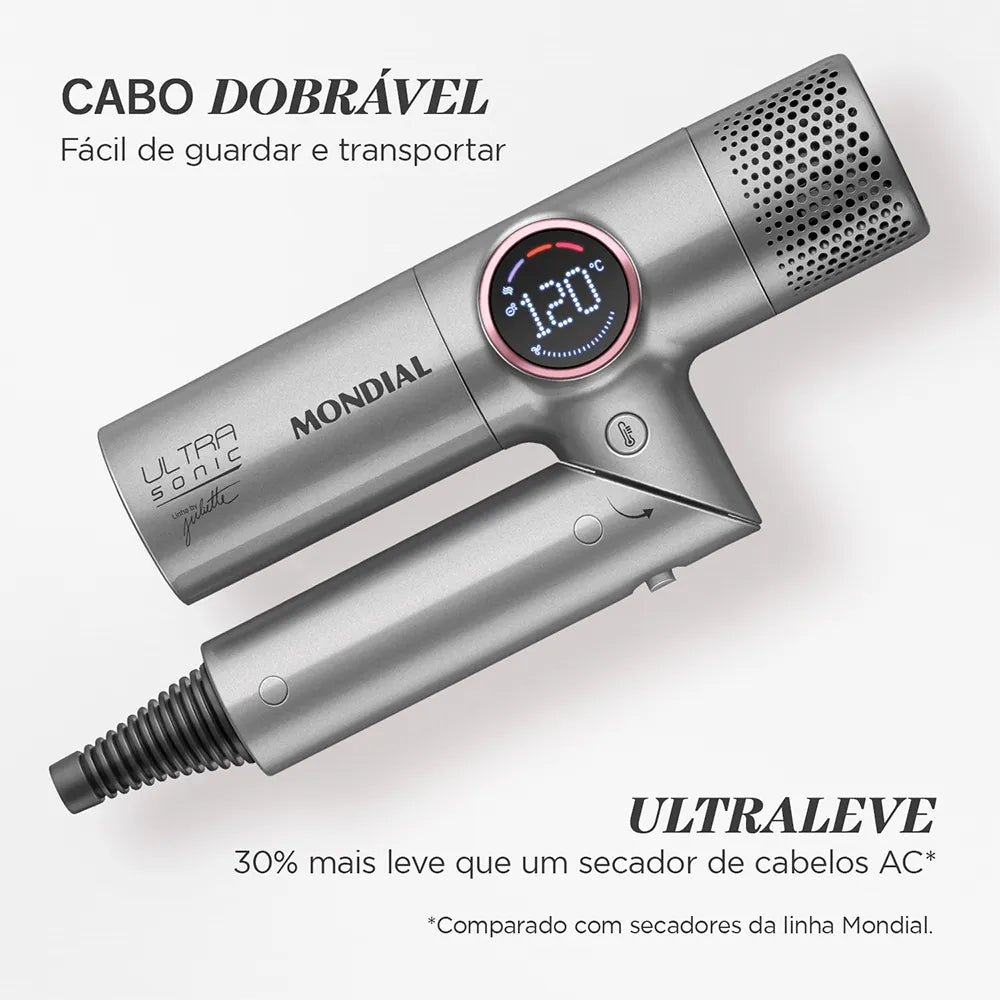 Secador Mondial Ultra Sonic By Juliette SCP-JU-04-US BLDC com Cabo Dobrável