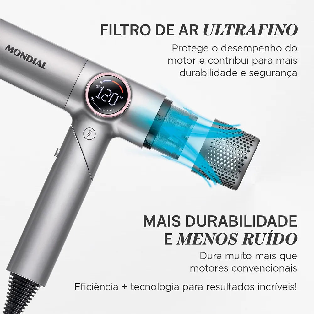 Secador Mondial Ultra Sonic By Juliette SCP-JU-04-US BLDC com Cabo Dobrável