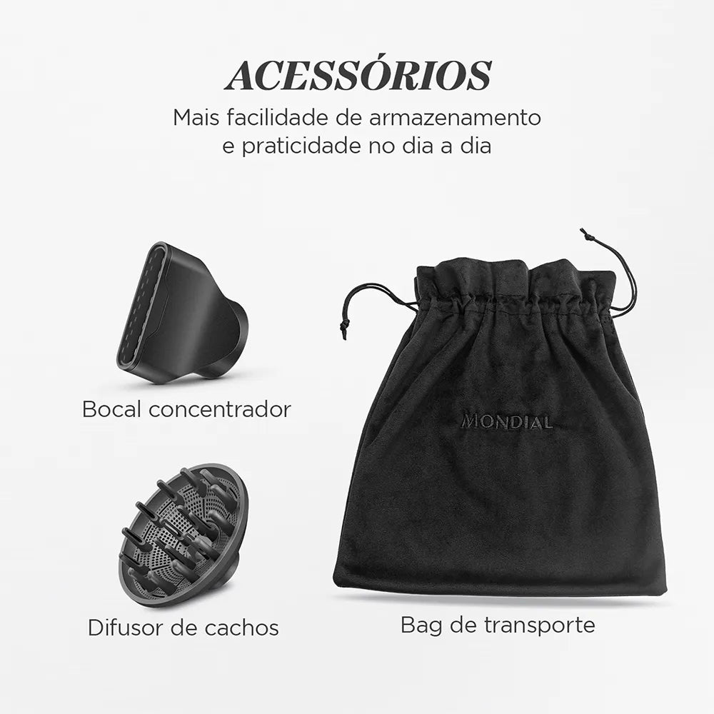Secador Mondial Ultra Sonic By Juliette SCP-JU-04-US BLDC com Cabo Dobrável