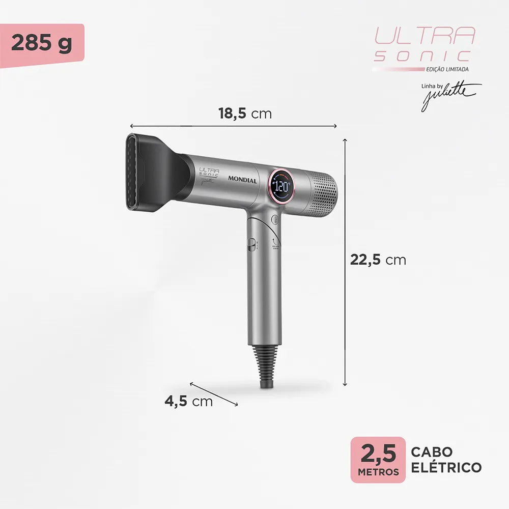 Secador Mondial Ultra Sonic By Juliette SCP-JU-04-US BLDC com Cabo Dobrável