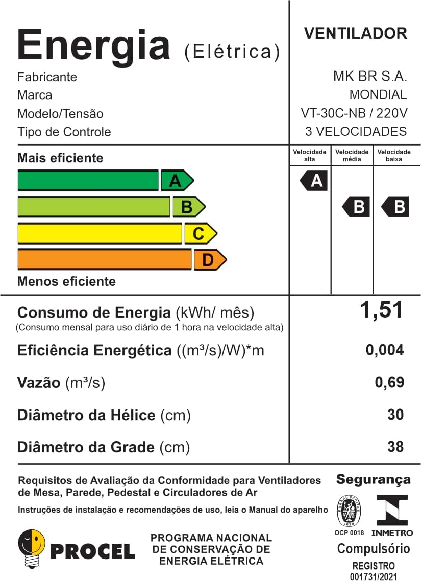Ventilador de Coluna 30cm Turbo Mondial- VT-30C