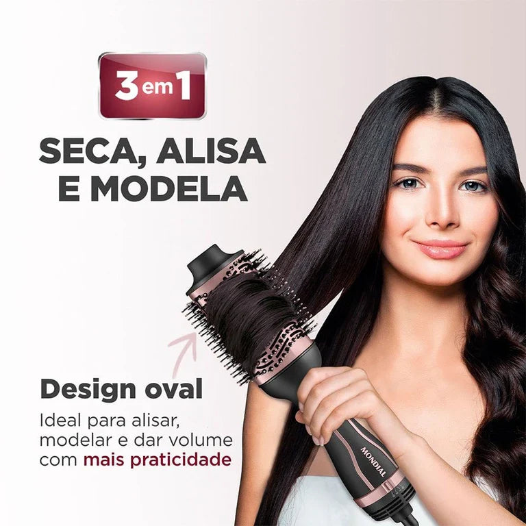 Escova Secadora Mondial Preto e Golden Rose 1200W ES-05