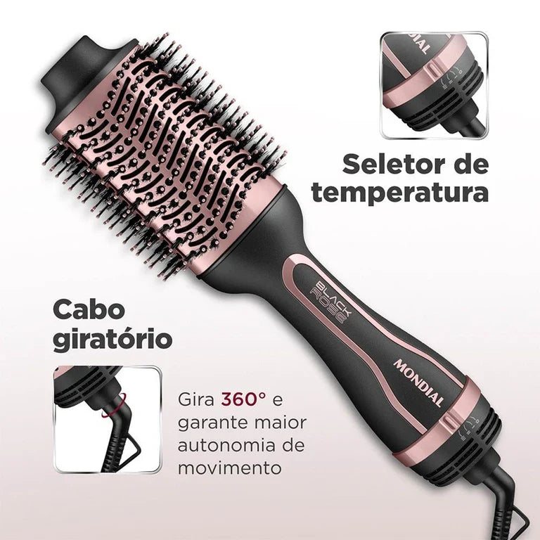 Escova Secadora Mondial Preto e Golden Rose 1200W ES-05