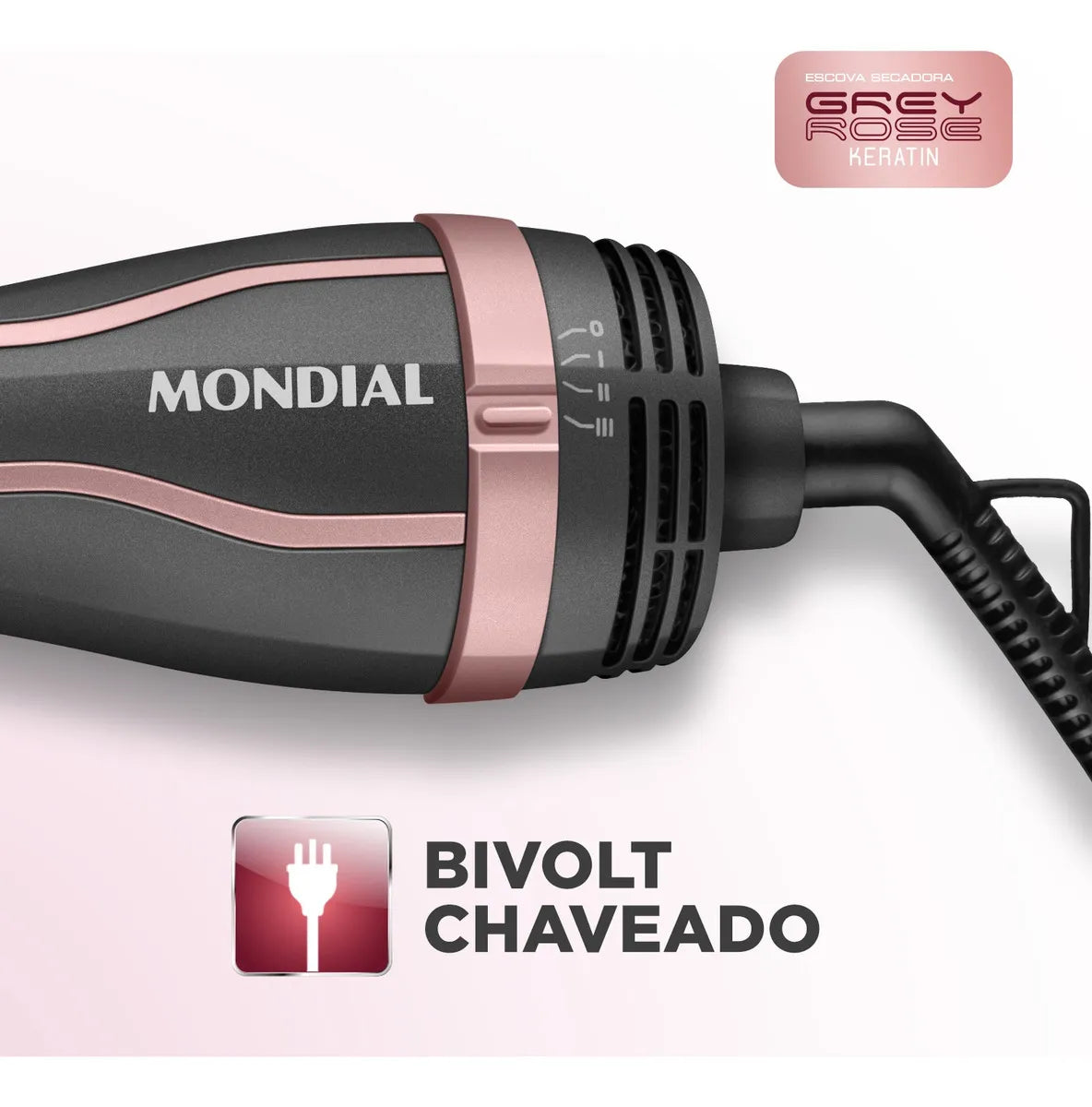 Escova Secadora Mondial Grafite e Golden Rose 1200W ES-11