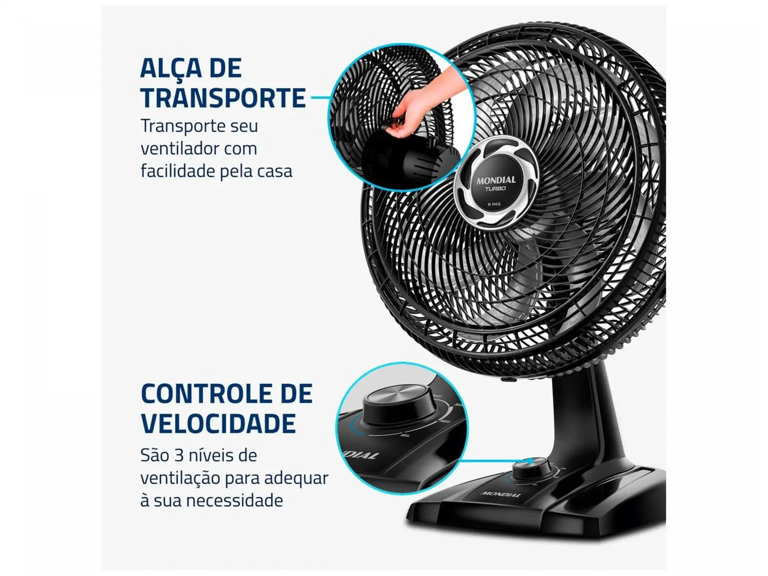 Ventilador de Mesa Mondial Turbo Force 8 NVT-40-8P